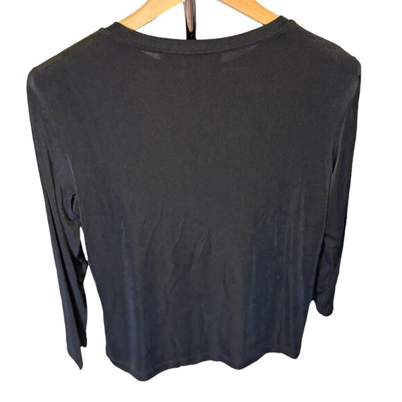 Chico's Travelers Black Long Sleeve Pullover Crew Neck Top Sz L - Picture 2 of 7
